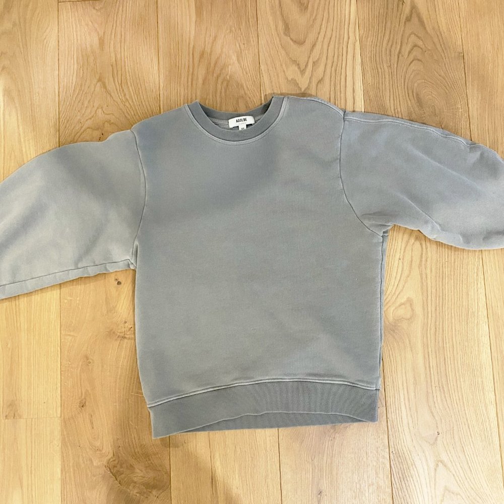 Agolde Thora Balloon Sleeve Sweatshirt, Zinc, XS